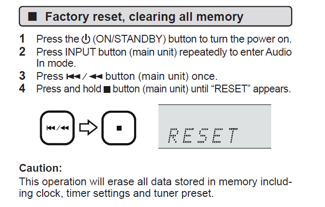 How To Perform a Factory Reset for Micro Component System