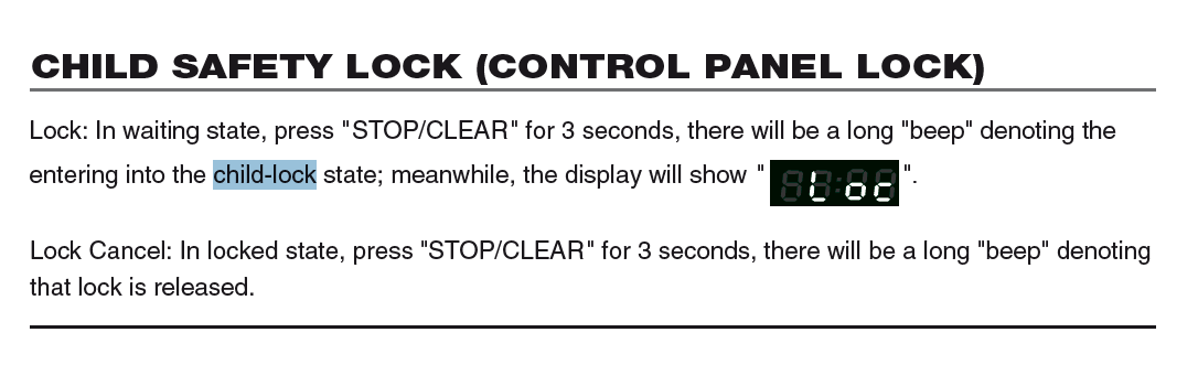 How to use or disable the Child Lock